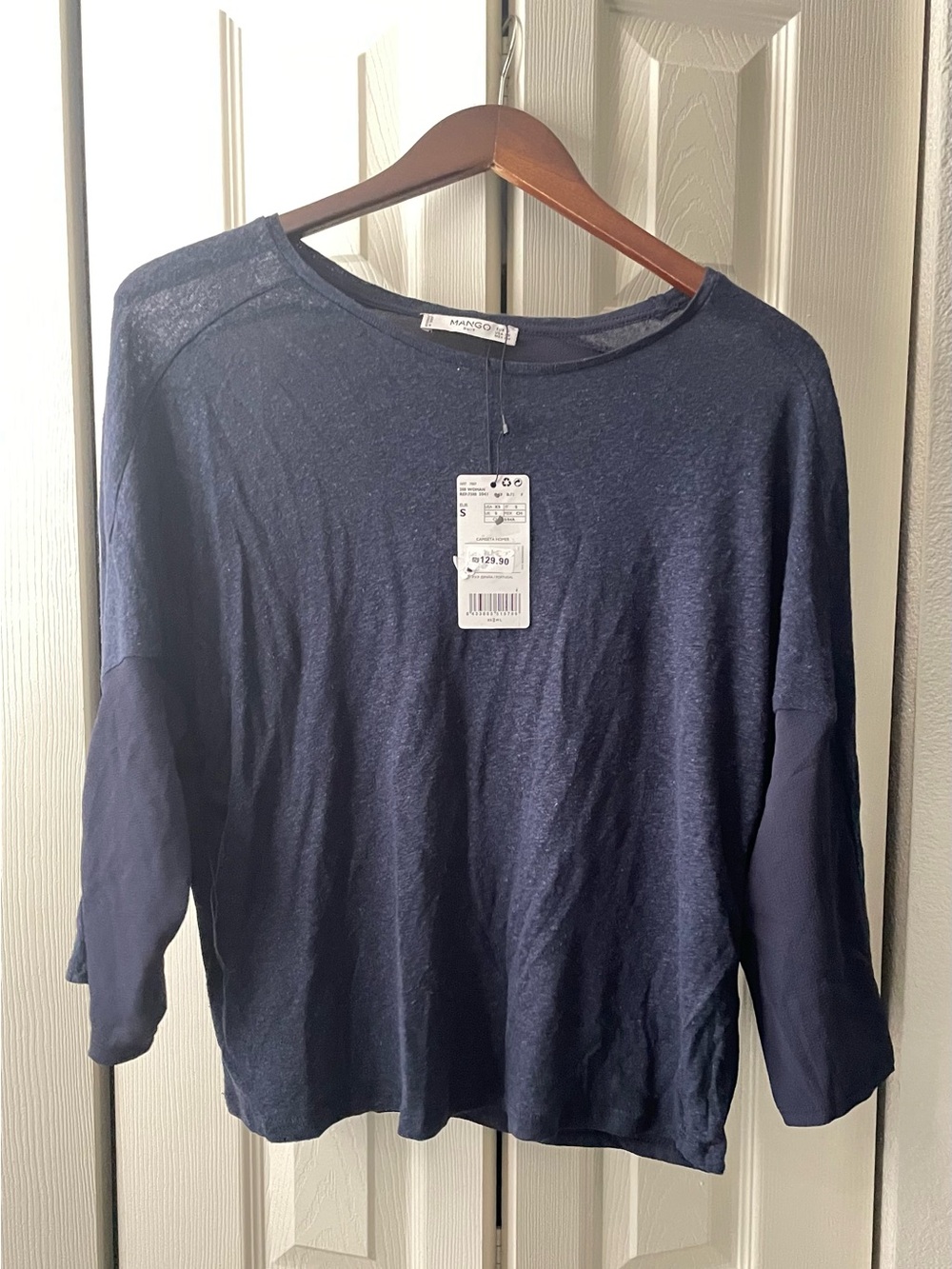 Mango Navy Long-Sleeve Lightweight Top